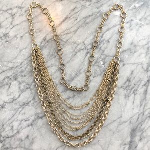 Layered, long, infinity metal necklace